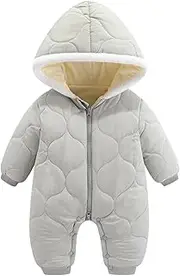 [SEAUR] Baby Winter Snowsuit Girls Puffer Down Long Sleeve Hooded Jacket Infant Toddler Warm Romper Zipper Jumpsuit Coat 0-24 Months