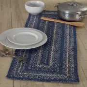 Table Runner Great Falls Blue Jute Farmhouse 13x36 Rect Kitchen Decor VHC Brands