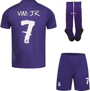 [Hawkara] R.Madrid #7 Vini Jr. Vinicius Purple Special Edition Fourth Jersey Shorts and Socks Children and Youth Size
