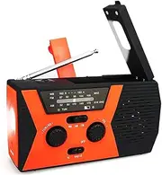 Weather Radio, Solar Hand Crank Emergency Radio, AM/FM/NOAA Portable Radio, with Flashlight, Emergency Lighting, SOS Function, Adjustable Reading Light
