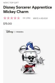 Authentic Pandora #792954C01 Disney Sorcerer Apprentice Mickey Charm