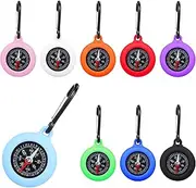 Pack of 9 Mini Compass Children, Outdoor Bushcraft Compass with Carabiner Hook, Life Compass Keyring, Children's Compass, Portable, Waterproof Compass and Outdoor Activities for Hiking, Travel