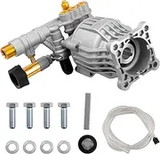 90028 Horizontal Axial Cam High Pressure Washer Pump 2400 PSI Power 2.2 GPM 3/4" Shaft Replacement Pressure Washer Pump Kit Includes Hardware and Siphon Tube Aluminum