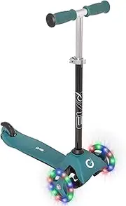 EVO Light Up Mini Cruiser Scooter With Light Up Wheels For Kids | Kids Push Scooter With Adjustable Height Handles | Childrens Balance 3-Wheeled Scooter | Kick Scooters For Kids Aged 2-7