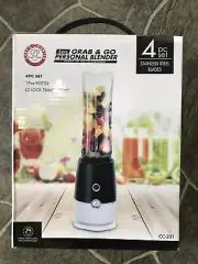 Chef’s Counter 4pcs Grab & Go Personal Blender w/Steel Blades & EZ lock spout