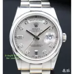 ROLEX 勞力士 DAY-DATE 118206 PT950鉑金 白色鑽石面盤 自動上鍊 36MM