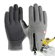 [Generic] Snowboarding Gloves | Windproof Touch Screen Gloves - Winter Warming Accessories, Zipper Design Thermal Gloves for Cycling Hiking