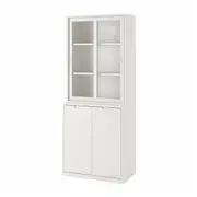 TONSTAD storage comb w sliding glass doors, off-white/clear glass, 81x47x201 cm