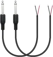 1.65ft 6.35mm Male Plug to Bare Wire Open End Audio Cable,TS 2 Pole Mono 1/4 inch Male Plug Jack Connector Adapter,for Speaker Microphone 6.35mm Male Plug Replacement DIY Repair(2Pcs)