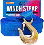 Boat Trailer Winch Strap with Hook Bow Boat Winch Strap Replacement for Hand Crank Trailer Heavy Duty Winch Strap with Hook Towing Boat Trailer Straps Other Trailers 10000Lbs 2" x 20'