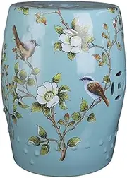 Ceramic Drum Table Decorative Garden stools, Decorative Ceramic Garden Stool, Glazed Hand-Painted Flower and Bird Shoe Changing Stool Drum Stool, Suitable for Outdoor Garden,(Bird of Prey 4)