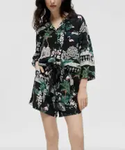 NEW PETER ALEXANDER ORIENTAL FLAMINGO TOP & SHORTS VISCOSE PJ SET RRP$139.90 S
