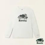 【ROOTS】ROOTS 大童-復刻海狸系列 LOGO有機棉長袖上衣(白色)