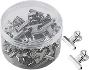 Gansita 60 Pack Push Pins Clips, Pinning No Holes for Paper, Heavy Duty Clips Creative Paper Clips, Bulldog Clips with Tacks for Offices School on Cork Board Bulletin Boards Cubicle Walls (Silver)