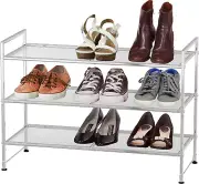 3-Tier Stackable Shoe Shelves Storage Utility Rack, Silver