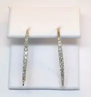 14K YELLOW GOLD - DIAMOND (.43Ct) CURVED EAR THREADER EARRINGS