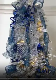 Set of 3 Holiday 9' Mesh Glitter Ribbon Valerie Parr Hill - Cobalt Blue H230543