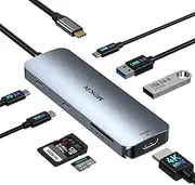 iMOKiN Laptop Docking Station Dual Monitor, USB C Docking Station with 4K HDMI, USB-C Video Dongle,3 USBC/A 3.0,SD Card Reader,100W PD Charging USB C Hub Multiport Adapter, USB C Dock for HP/Dell/ASUS