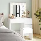 Dressing Table Stool Set Makeup Mirror Vanity Desk with 12 LED Adjustable Bulbs