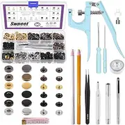 [Swpeet] 90 Sets 12.5mm Leather Snap Fasteners and Snap Pliers Press Pliers Install Tools Sets with 4Pcs Fixing Tools Assortment Kit, Leather Snaps Metal Snaps Metal Button for Clothes, Jackets, Jeans