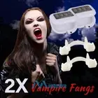 2× Retractable Vampire Teeth Halloween Cosplay Makeup Costume Zombie Teeth Fang