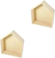 Zerodeko Pcs Floating Shelf Wall Mounted Unique Room Decor Wooden Shelf for Wall Office Shelving