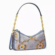 Tory Burch T Monogram Italian Brocade Floral Shoulder Bag Crossbody Bag Purse