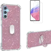 for Samsung Galaxy A14 Case,with Tempered Glass Screen Protector Compatible with Samsung Galaxy A14 Phone Case Cover [Pink]