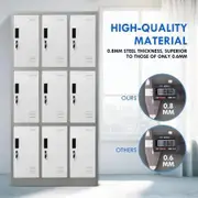 185Cm 9 Doors Gym Office Lab Security Metal Locker Storage Cupbord W/ Heavy Duty Steel