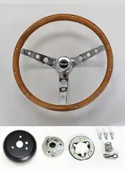 61-66 Barracuda Cuda Fury Belvedere Grant Wood Steering Wheel Chrome Spokes 15"