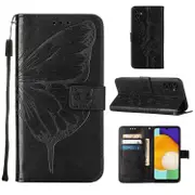 For Samsung Galaxy A34 5G Case, Butterfly PU Leather, Black