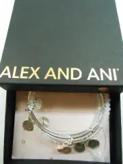 Alex and Ani SWEET SET of 3 Charm Bangle Bracelets Silver New W/Tag Box Card
