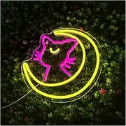 Hanging Art Neon Signs Neon LED Design Moon And - 5V (33x32cm) USB Wall Decoration Holiday Bedroom Bar Decoration Fun Halloween