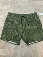 Volcom Men’s Manic Trunk 17 Boardshorts Swim Shorts Green Tropical New Large