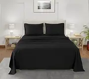 CHATEAU HOME COLLECTION Tencel Lyocell Sheet Set, King Sheets Set, Cooling Sheets for Hot Sleepers, 4 Piece Tencel Bed Sheets for King Size Bed, Hotel Bedding Sheets, Black Bed Sheets
