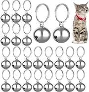 Dog Collar Bells Pet Collar-Pendant - 24PCs Cat Collar Bells Copper Bell Training Charm DIY Crafts Bells for Pet Cat Dog Necklace Collar (Silver 14MM)