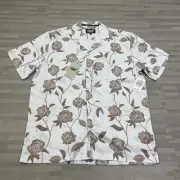 Fresh Prince Of Bel-Air Floral Button-Up Shirt Mens Small Short Sleeve Taupe $58