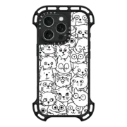 iPhone 16 Pro Ultra Bounce Case MagSafe Compatible Cats Selfies Black & White