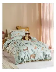 [Linen House Kids] Woodland Winter Quilt Cover Set in Green