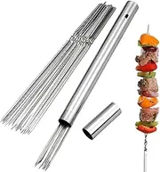 Barbecue Skewers for Kabobs 45PCS,14''0.16''0.05'' Stainless Steel Flat Barbecue Skewers,BBQ Skewers with Storage Tube,Reusable Barbecue Stick for Outdoor Camping Picnic Tools Cooking Tools