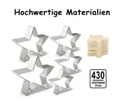 Cookie Cutters Set, 5 Pieces Of Different Sizes Stainless Steel Star Shape Cookie Cutters Silver Diy Baking Tools For Home Bakery Birthday Party