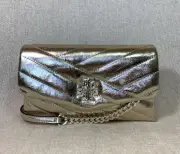 NWT Tory Burch Metallic Gold Kira Chevron Chain Wallet $448