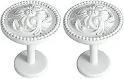 YING CHIC YYC 2Pcs Retro Flower Medallion Drapery Holdback Curtian Wall Hook Curtain Rod (White)