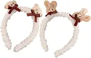 [BIUDECO] 2pcs Lamb Wool Headband Soft Hair Clasp Child-friendly Party Headdress Comfortable Hair Piece for Adults and Boys and Girls
