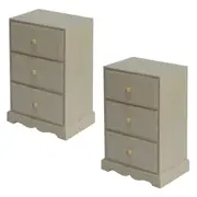 2x Boyle Craftwood 19cm Storage Chest Wooden Organiser/3 Drawers Craft Activity