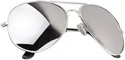 [ZOPAC] Aviator Sunglasses Full Mirror Lenses Silver Metal Frame UV400 Protection