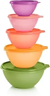 [Tupperware] Heritage Wonderlier 10 Piece Food Storage Bowl Set in Multi Colors, Dishwasher Safe and BPA Free (5 Containers, 5 Lids)