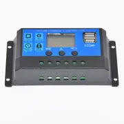 20A Solar Panel Battery Charge Controller 12V/24V LCD Regulator Auto Dual USB US