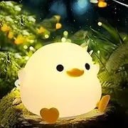Dobceby Dodo Duck Night Light for Kids' Room Lamp, 7 Colors Cute Silicone Nursery Night Light for Boys, Girls, and Babies, Silicone Squishy Light-Up Duck, Rechargeable Bedside Touch Lamp