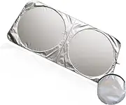 Foldable Car Windshield Sun Shade, 59 x 27.5 in, Silver - Block UV Rays, Protect Vehicle Interiors, Front Window Sun Shield with Storage Pouch